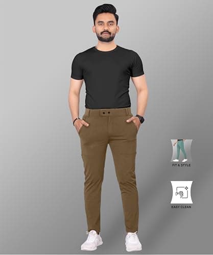 Mehrang Men's Stretchable Stretchable Formal Pant Trousers | Stylish Slim Fit Men's Wear Trousers for Office or Party | Polycotton Knitted Fabric