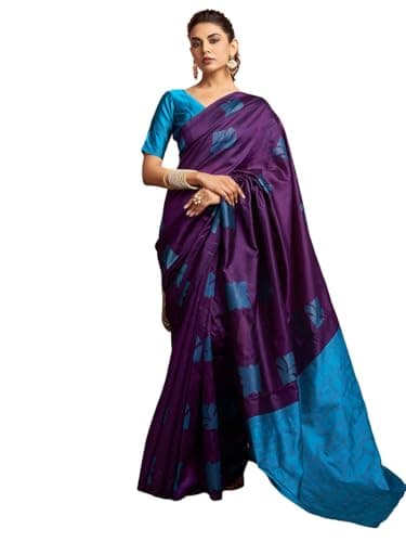SAMAH Women's Banarasi Silk Jacquard Saree with Unstitched Blouse Piece