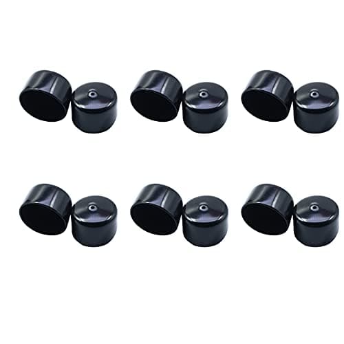 Acocony 1 1/4 Inch Rubber Cap Round 1.25 Inch Rubber End Caps PVC Flexible Protector Plastic Plugs for Round Holes Black Pack of 12
