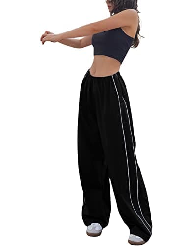 Springrain Womens Track Pants Y2K Pants Baggy Wide Leg Joggers for Women Y2K Parachute Pants