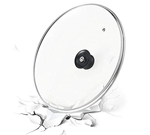 Elohas Lodge Glass Frying Pan Lid 12 Inch Cast Tempered Glass Cookware Lid With Vent Stainless Steel Handle and Rim Oven Safe and Dishwasher Safe Perfect for Warming Steaming Simmering and Braising