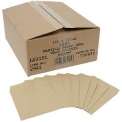 BOX OF 1000 SELF SEAL MANILLA PLAIN WAGE ENVELOPES