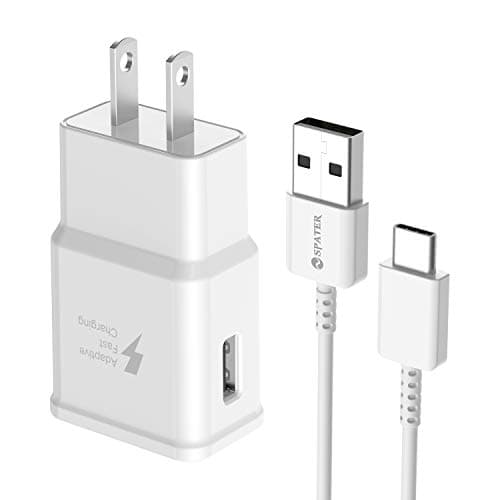 Spater Adaptive Fast Charging Wall Charger Kit Set with USB-C Cable, Compatible with Samsung Galaxy S10/ S8/ S9 + Note8/ Note9 (White)