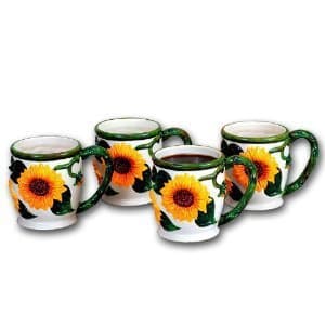 Sunflower 3-D Coffee Mugs Set of 4 Cups