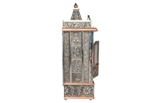 59067-DL Hindu Puja Mandir/Temple/Alter, Aluminum Plated with Doors