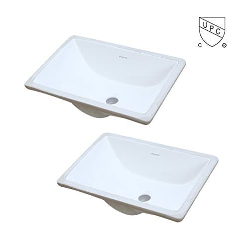 BOHARERS BC2001C-2 Two Pack Undermount Rectangular Lavatory Vitreous China Sink, White 18-Inch