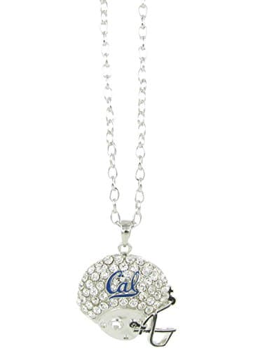 NCAA California Golden Bears UC Berkeley Cal Bears Rhinestone Football Helmet Necklace Pendant with Navy Enamel and Clear Crystals, One Size