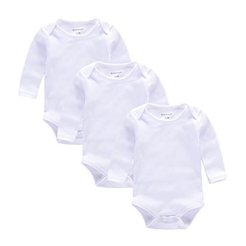 Baby Body suit 3pcs Long Sleeve Newborn Mom Unisex Pajamas White Bodysuit(3-6)
