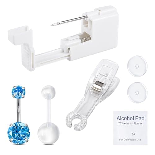 QWALIT Belly Button Piercing Kit Gun Belly Piercing Kit Belly Button Piercing Gun Navel Piercing Kit Belly Button Ring Piercing Kit Blue Belly Piercing Gun, Q240304CCDDQA6