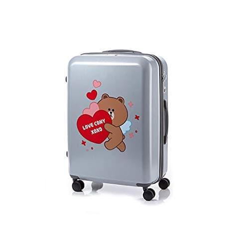SAMSONITE x LINE FRIENDS Suitcase Gentle Brown Pink Choco Spinner Luggage 20/24 / 28 inch (Silver 25 (Cupid Love))