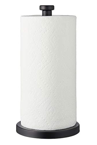 Steelware Central Black Paper Towel Holder Countertop Stainless Steel Paper Towel Stand with Weighted Non-Slip Base - One-Handed Tear, Rust-Resistant