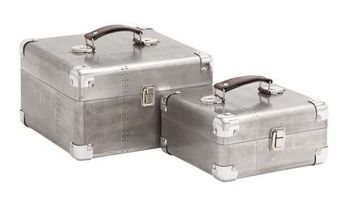 Sleek and Attractive Wooden Case Set of Two with Leather Handles