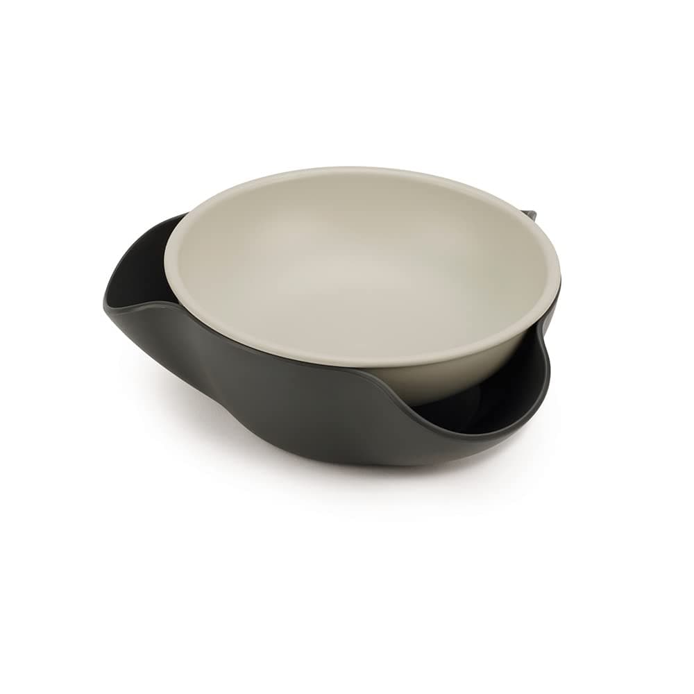 Joseph Joseph Double Dish Pistachio and Snack Serving bowl with Food Waste Compartment, BPA-Free - Grey