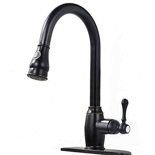 Comllen Antique Single Handle Stainless Steel Pull Out Sprayer Kitchen Faucet, Pull Down Kitchen Faucets Oil Rubbed Bronze