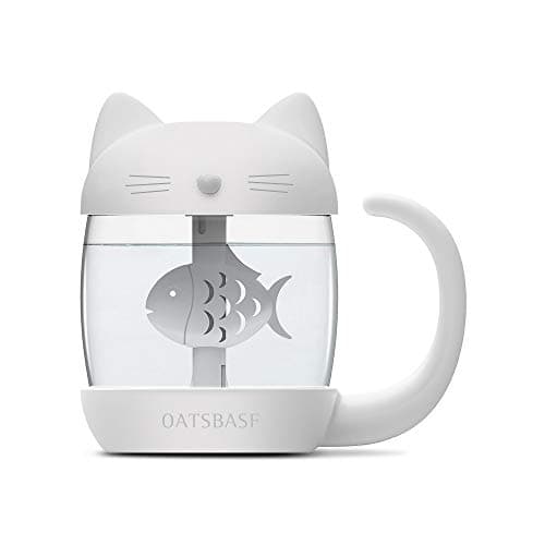 bifine Cool Mist Humidifier,Mini Humidifier for Babies Bedroom,Car and Office,Portable Fish Love Cat Humidifier with Automatic Shut-Off and Night Light （400ML 22dB）