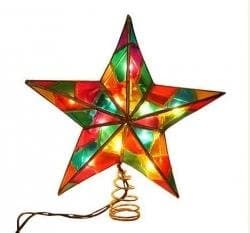 KSA 9" Lighted Multi-Color Mosaic Star Christmas Tree Topper - Clear Lights