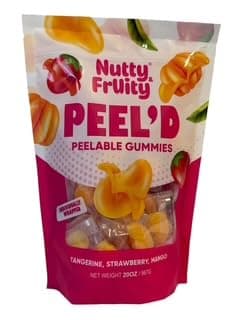 Nutty Fruity Peel'd Tangerine, Strawberry, & Mango Peelable Gummies- Individual Wrapped, 20oz Resealable Bag