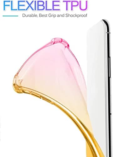 Ueokeird for Honor 50/Nova 9 Case, NTH-NX9 NAM-LX9 Case, Clear Cute Gradient Phone Case Slim Anti Scratch Flexible TPU Cover Shockproof Protective Case for Huawei Honor 50 5G (Pink/Gold)