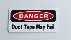 3 - Duct Tape May Fail Hard Hat/Helmet Stickers 1" x 2"