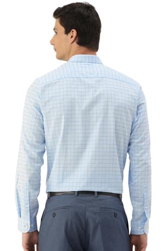 Peter England Men's Micro-Checkered Formal Slim Fit Full Sleeve Shirt | Cotton Rich