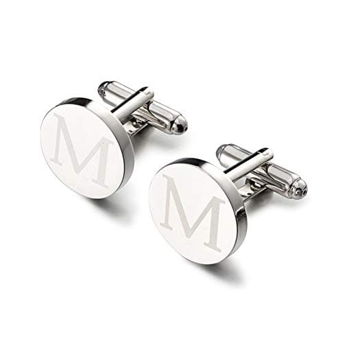 Yellow Chimes Exclusive Collection Stainless Steel Alphabet Letters Statement Silver Cufflinks for Men
