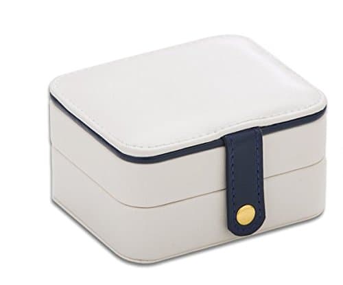 Lflower Small Portable Travel Jewelry Box with Mirror (White)