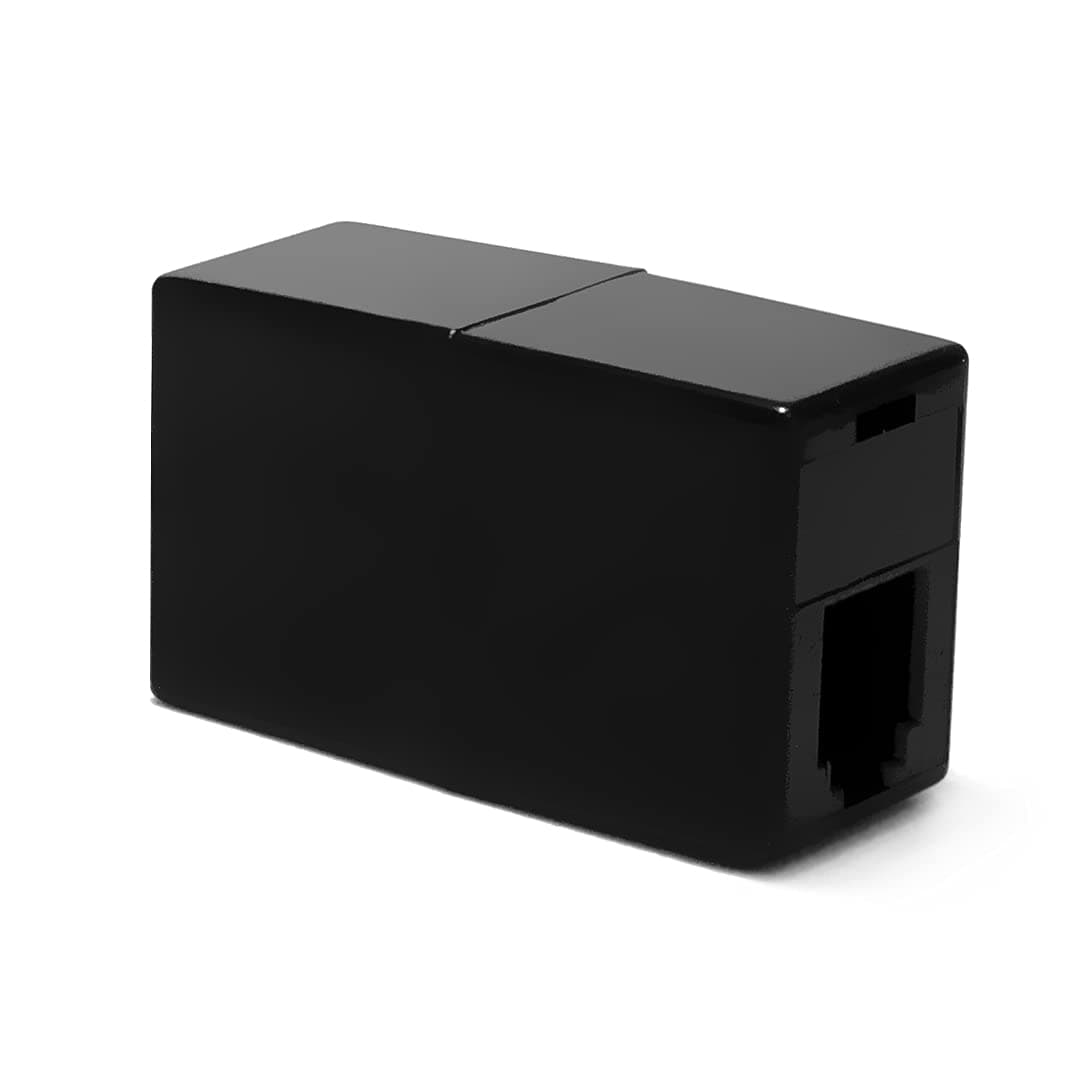 AmzPRO AmzDeals Black RJ9 Coupler for Telephone Headsets, Adapter 4P4C Female to Female Jacks with Gold Plated Contacts