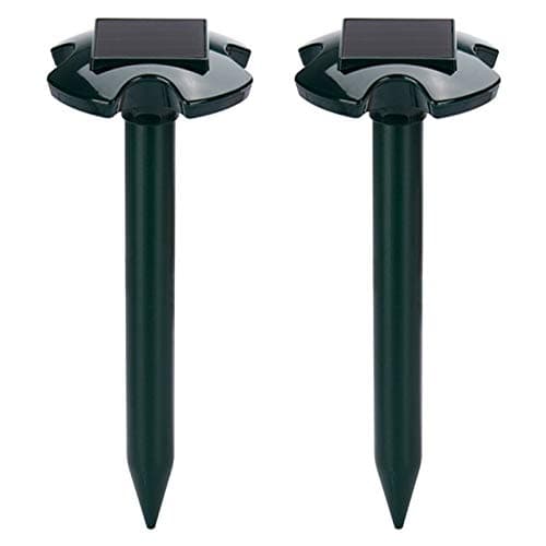 Ousl Solar Mole Repellent 2 Pack Sonic Animal Deterrent Pest Repeller Solar Mole Repeller Weatherproof Rodent Repellent Control Gopher, Squirrel, Snake Chaser Waterproof for Outdoor Garden Farm Yard