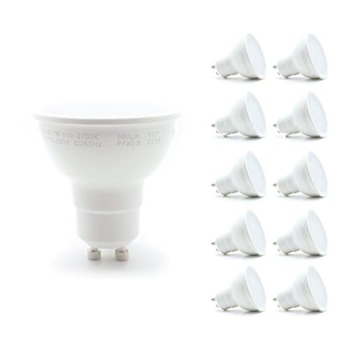 LUMiLiFE 7W GU10 LED Spotlight - 500 Lumens - 10 Pack - Dimmable - 2700K - 50W Replacement