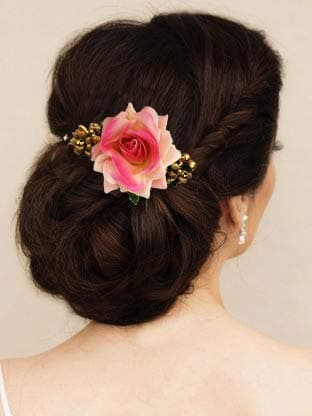 1 Rose Comb Slide Hair Pin, Hair Accessories for Women, Hair Juda Bun Accessories (Baby Pink) 1941, Pack of 1