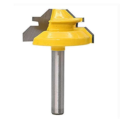 45 Degree Lock Miter Router Bit, Tungsten Woodworking Cutter, 1/4" Shank