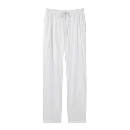 Photno Men's Pants Casual Loose Joggers Dancing Sweatpants Expandable Waist Exercise Trousers with Pockets White