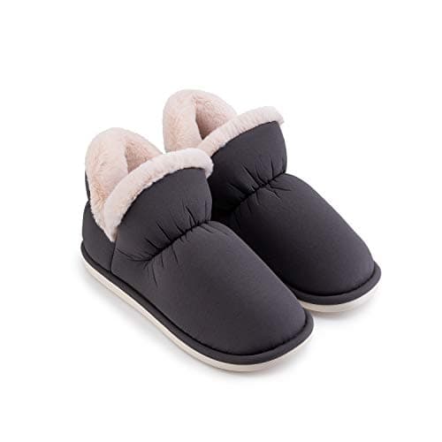posee Neige Super Warm Cozy Moccasin Slippers for Women&Men-Gray, Comfy Winter Slippers with Color Block Design, House Slippers Moccasin with Faux Fur Linings Non-Slip, Men&Women House Shoe Moccasin