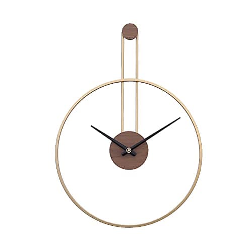 TickTime Large Decorative Wall Clock for Living Room,Metal & Walnut Dial Home Decor Silent Non Ticking Lightweight Clocks for Bedroom, Study, Office Decorations, 28.7''×21.6'',Gold