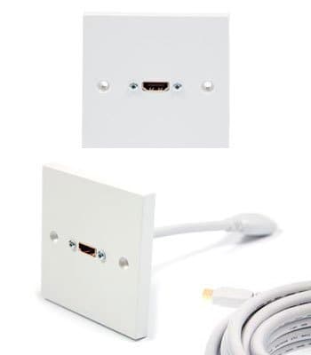 HDMI Wall Plate / Face Plate / standard Euro outlet. HDMI Socket Cable 15cm - Socket. High Speed Ethernet 4K, 3D, 1080p HDMI