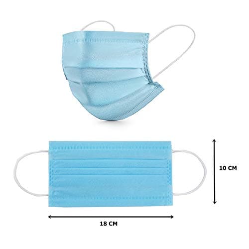 Asgard Melt Blown Cloth Disposable Face Mask with Nose Clip (Blue, 50 Pack) for Unisex