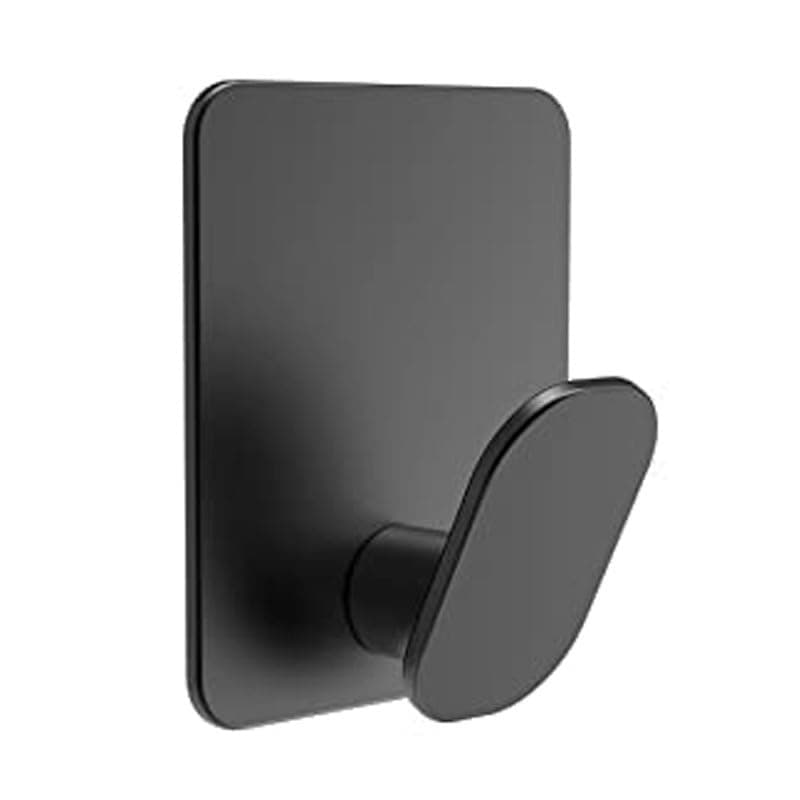 DELITON 8 Pack Adhesive Towel Hooks - Bathroom Towel Hooks/Wall Hooks for Hanging Coat Robe Stick on Bathroom or Kitchen Matte Black Stainless Steel