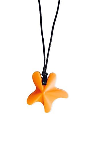 JCM ChewAid Chew Pendant StarFish Training and Development Fidget Toy Chew Necklace for Teething Babies,Sensory,Oral Motor, Anxiety, Autism, ADHD (Orange)