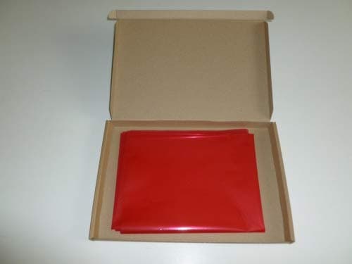 5m x 80cm Tinted Red Cellophane (FOLDED) supplied in strong postal box.