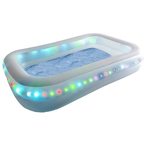 79" White LED Lighted Inflatable Rectangular Swimming Pool