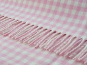 Bronte Ba Gift Merino Lambswool Throw Cot Stroller Blanket Gingham Design-Pink