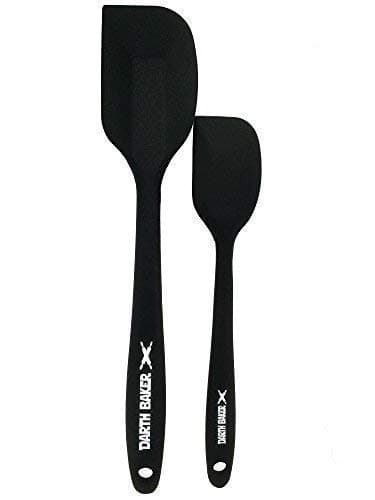 Silicone Spatula 2-piece Set,Heat-Resistant Spatulas,Non-stick Rubber Spatulas with Stainless Steel Core (Black with Darth Baker Logo)