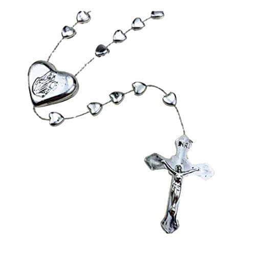 17'' Luminous in The Dark Rosary, Imported from Italy - 12 Rosary Set (Silver)