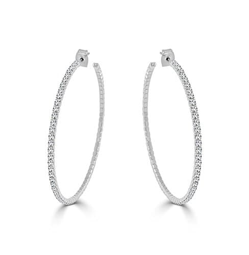 ARIA + ME Lightweight Crystal 14K Gold Plated Hoop Earring, LARGE -2.25"