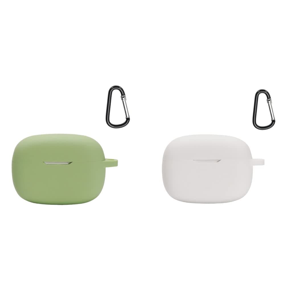 2 Pack DAYJOY Soft Silicone Protective Case Cover Compatible with JBL Wave 200TWS/Vibe 200TWS Earbuds, Protective Skin Sleeve with Key Chain (Green+White)