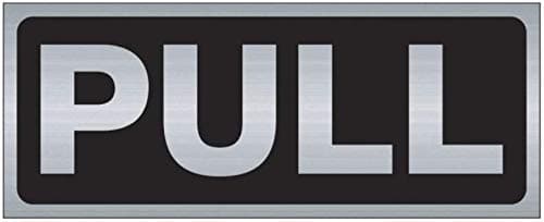 2 Sets of Horizontal Push & Pull "Premium Quality" Decal Stickers (2 Push + 2 Pull) - Black UV Ink Screen Printed on Brushed Chrome Polyester with The Adhesive on The Back Side - 2" Wide x 5" Tall