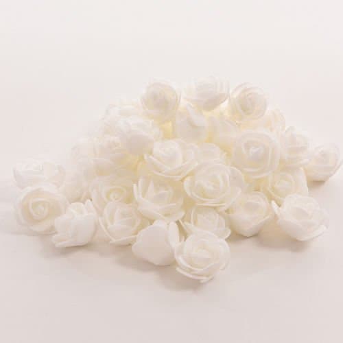 50Pcs Foam Roses Artificial Flower DIY Wedding Bride Bouquet Party Decor (white)