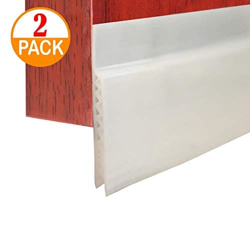 Genleas 2pcs Door Draft Stopper Guard Door Blocker Insulator Door Sweep Self Adhesive Dust Draft and Insect Proof Seal Rubber Door Strips 2" Width x 39" Length(White)