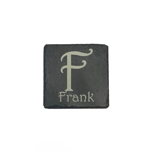 Initialed & Named Slate Coaster - Personalised engraved drinks coaster