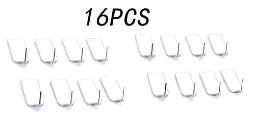 MyBreeze@ [Pack of 16 Pcs] Bathroom & Kitchen Self Adhesive Towel/Robe/Tool Hook w/ 3M Adhesive, Made of 304 Stainless Steel (304GGX16)